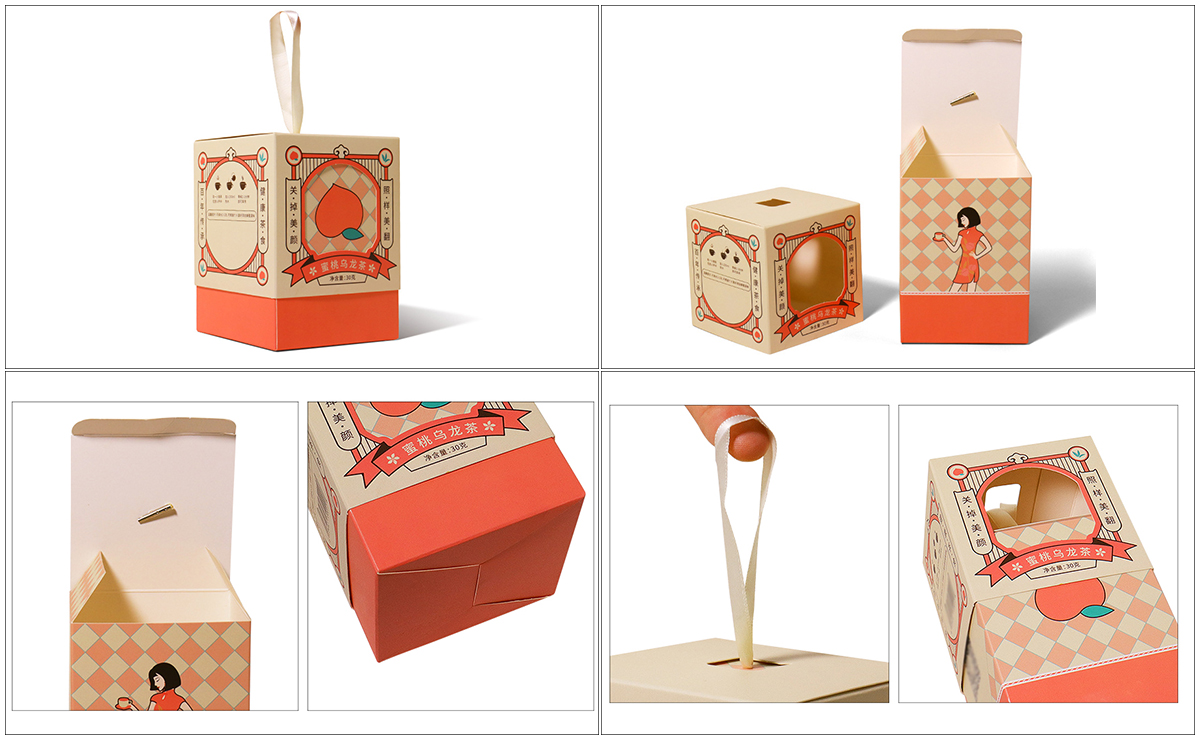 Creative Design White Card Paper Coffee Tea Bag Packaging Paper Box na may Bintana (8)