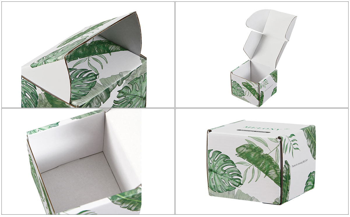 Logo OEM Emballage solide recyclable Impression blanche ondulée sur boîte-cadeau carrée en papier kraft pour bougie (7)