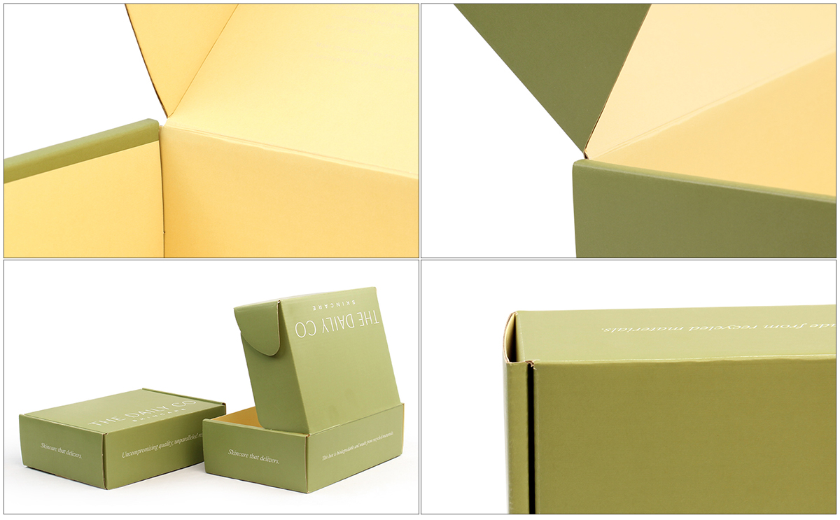 100% biodegradable material matte varnish pantone color printed corrugated lid box for skincare delivers (6)